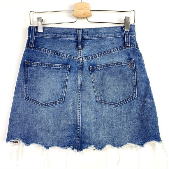 Madewell Rigid Denim A-Line Mini Skirt Button Fly - Picture 5 of 9